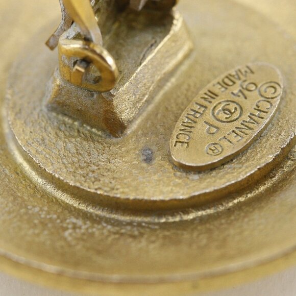 CHANEL COCO Mark Earring round Plated Gold 20.7g Women - Picture 9 of 9